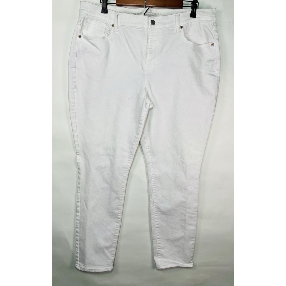 Old Navy Jeans Curvy Profile Skinny White Denim Pockets Women's Size 16‎ Classic